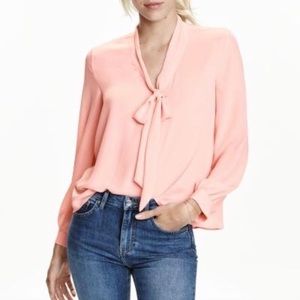 Pink Blush V-Neck Tie Blouse